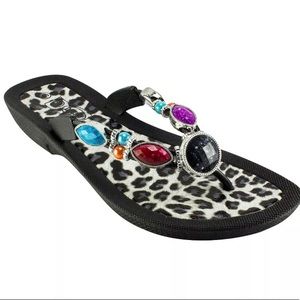 NEARLY NEW DOCKS BEJEWELED SANDALS SIZE 6